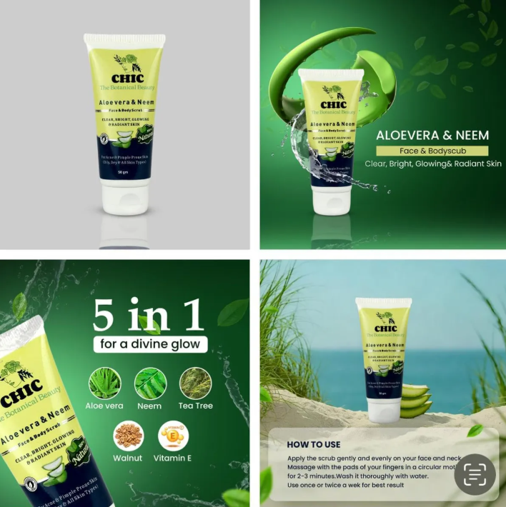 Aloe Vera And Neem Face And Body Scrub Pack Of 2
