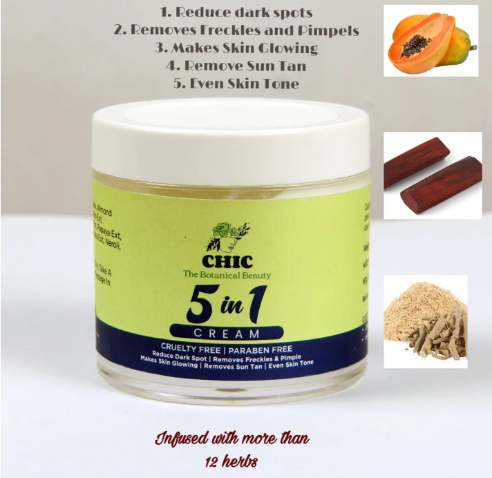 5 In One Cream (Reduce Dark Pots, Removes Freckles & Pimpels Removes Suntan , Makes Skin Glowing , Even Skintone )